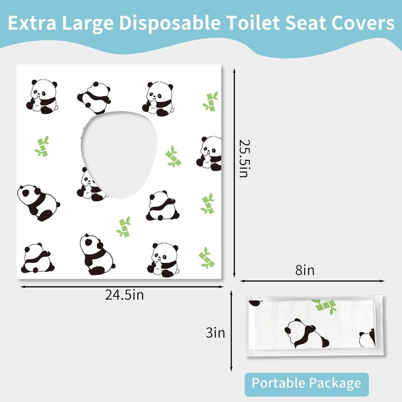 Caxlis 20 Pack Toilet Seat Covers Disposable, Waterproof, Ideal for Kids and Adults, Extra Large, Individually Wrapped, Toddlers Potty Training in Public Restrooms, Airplane, Trip - Panda Designs - Image 5